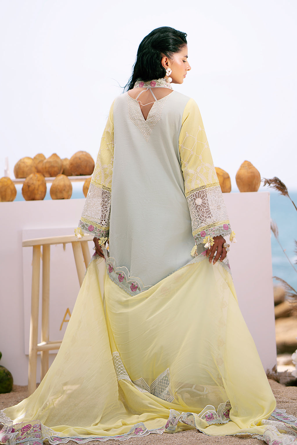 AJR Couture | Dastan Luxury Lawn 25 | Azure - House Of Hania