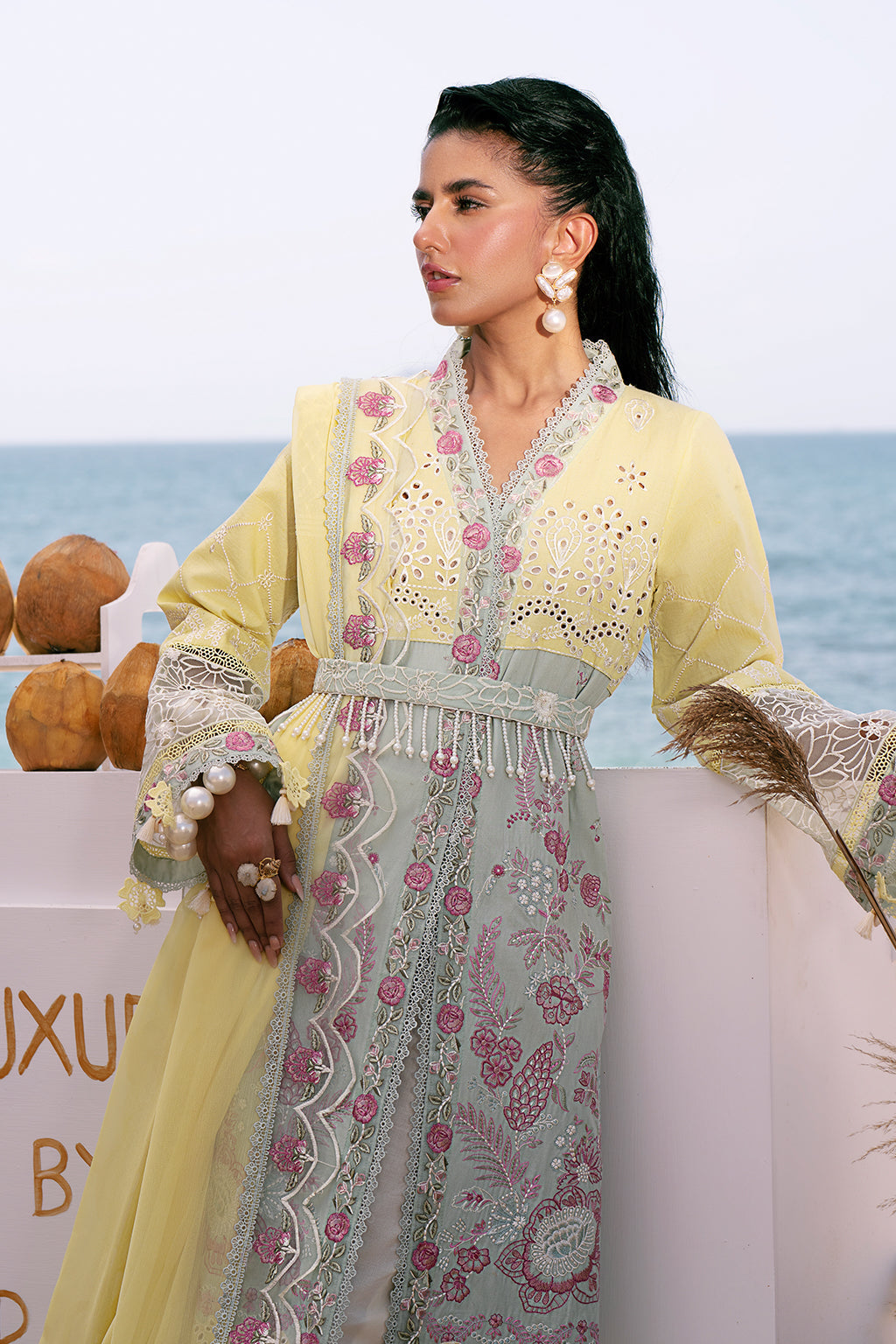 AJR Couture | Dastan Luxury Lawn 25 | Azure - House Of Hania