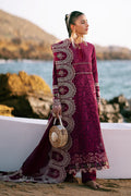 AJR Couture | Dastan Luxury Lawn 25 | Cherry Wine - House Of Hania