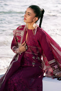 AJR Couture | Dastan Luxury Lawn 25 | Cherry Wine - House Of Hania