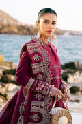 AJR Couture | Dastan Luxury Lawn 25 | Cherry Wine - House Of Hania