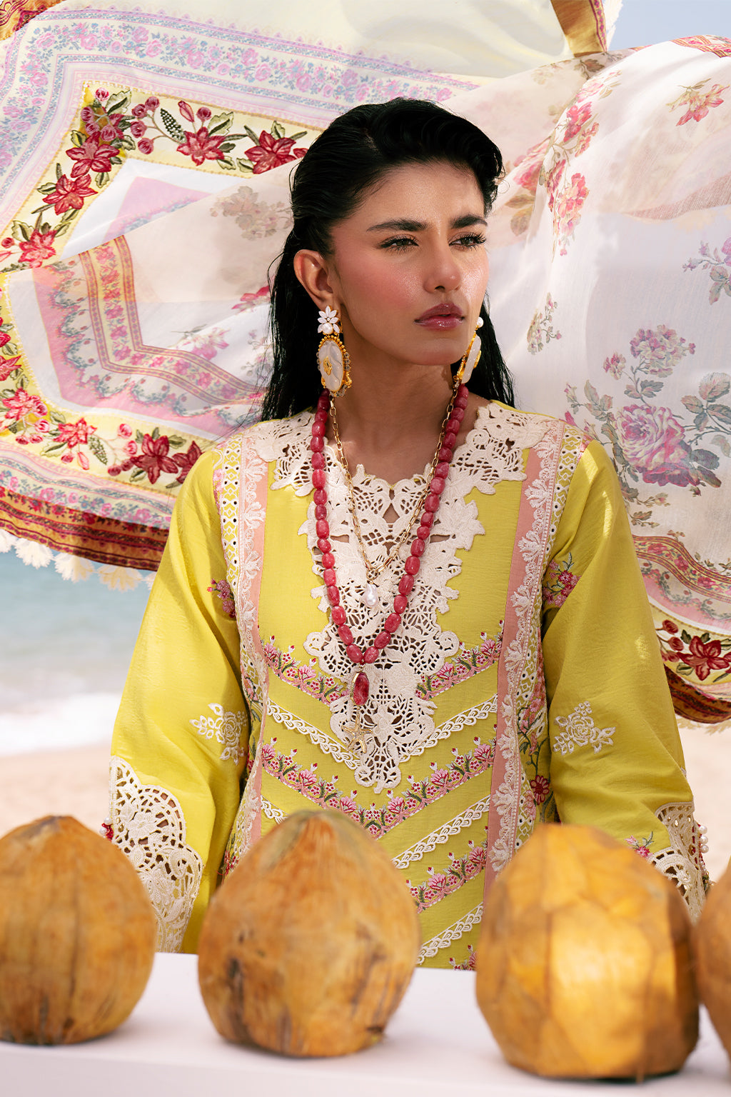 AJR Couture | Dastan Luxury Lawn 25 | Sunset - House Of Hania