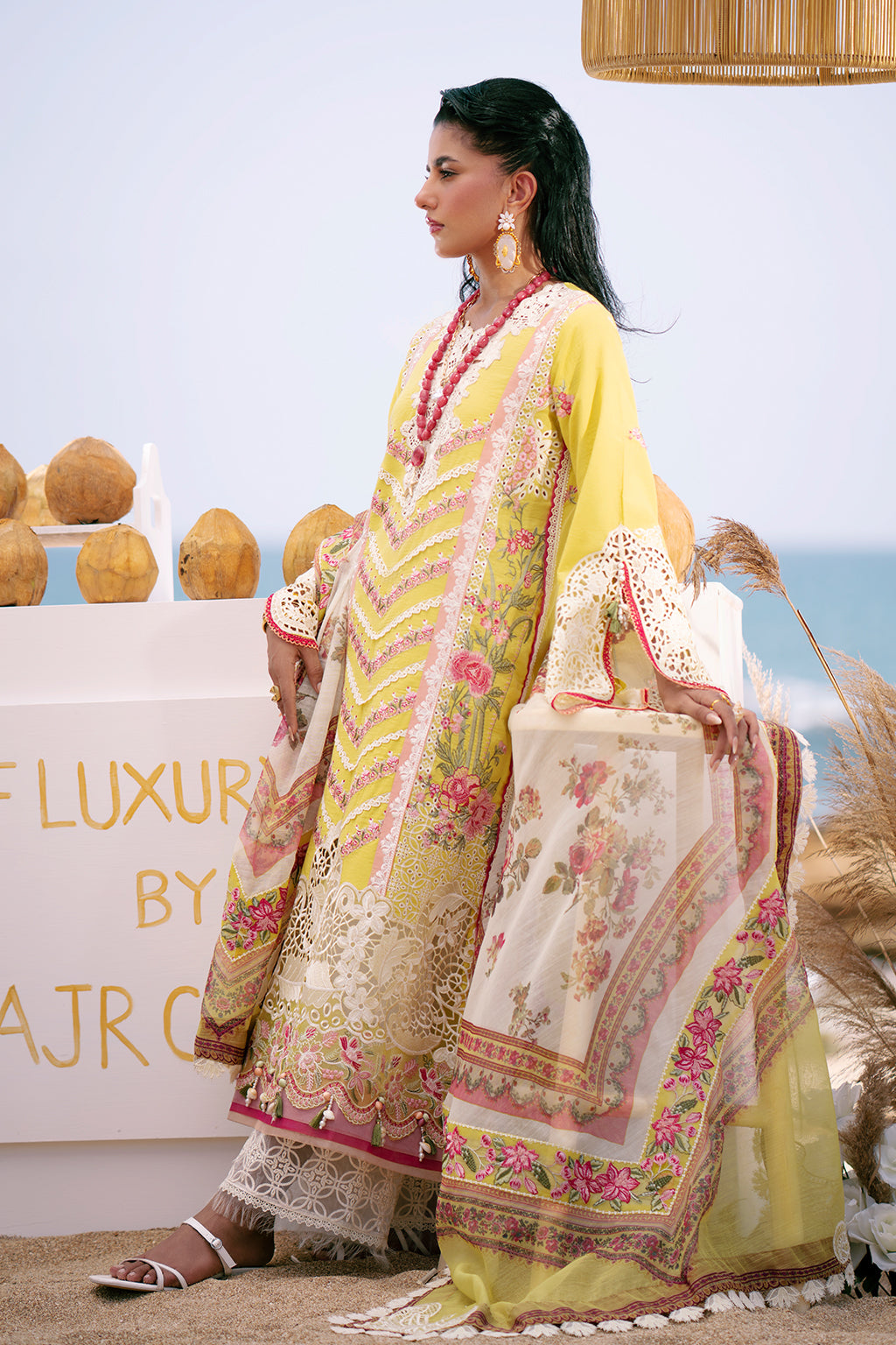 AJR Couture | Dastan Luxury Lawn 25 | Sunset - House Of Hania