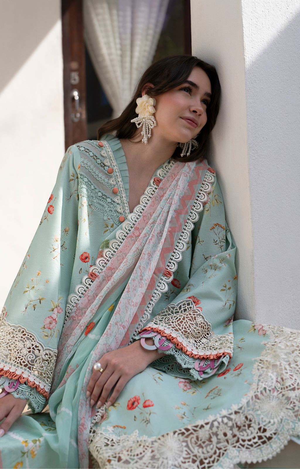 AJR Couture | Printakari Lawn 25 | Aqua - House Of Hania