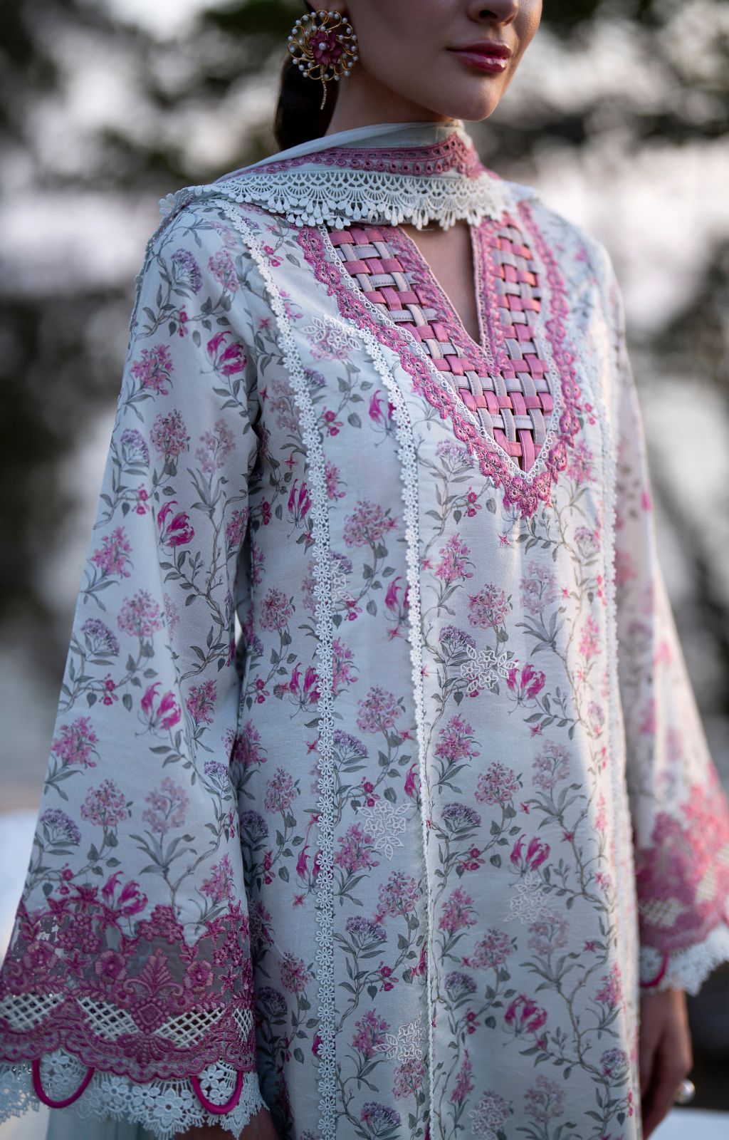 AJR Couture | Printakari Lawn 25 | Blush - House Of Hania