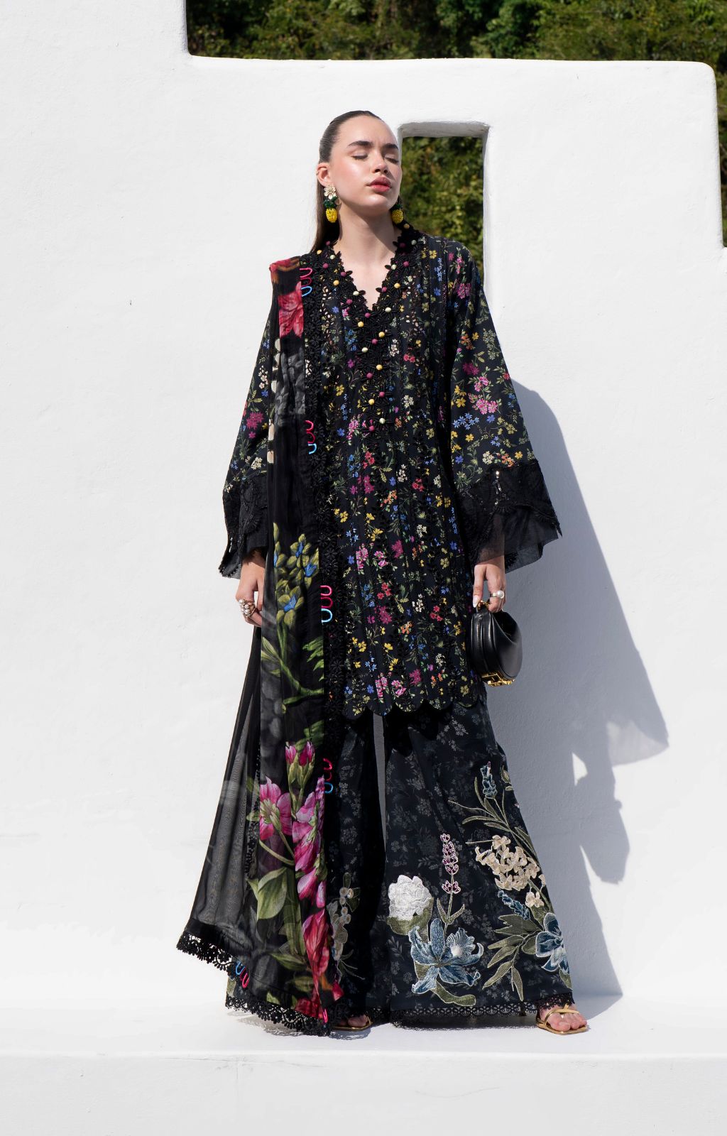 AJR Couture | Printakari Lawn 25 | Midnight Flora - House Of Hania