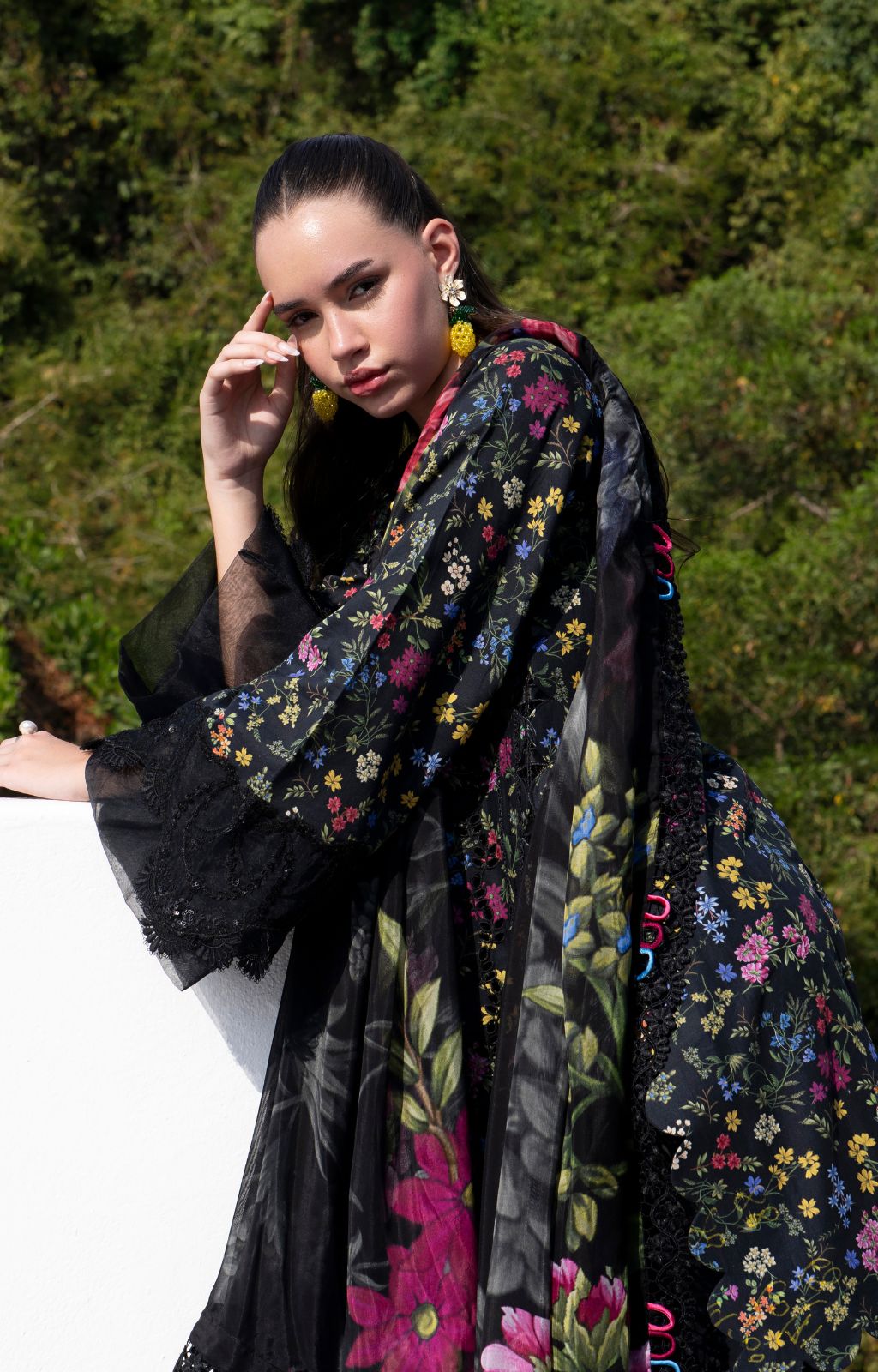 AJR Couture | Printakari Lawn 25 | Midnight Flora - House Of Hania