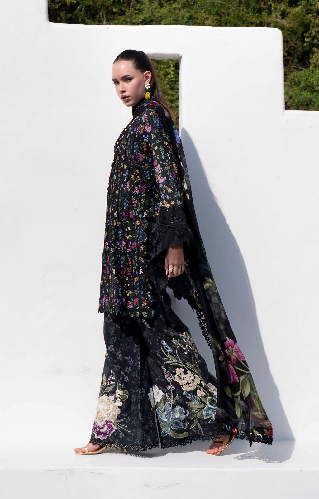 AJR Couture | Printakari Lawn 25 | Midnight Flora - House Of Hania