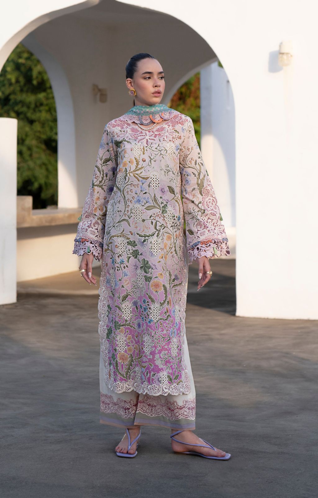 AJR Couture | Printakari Lawn 25 | Rose - House Of Hania