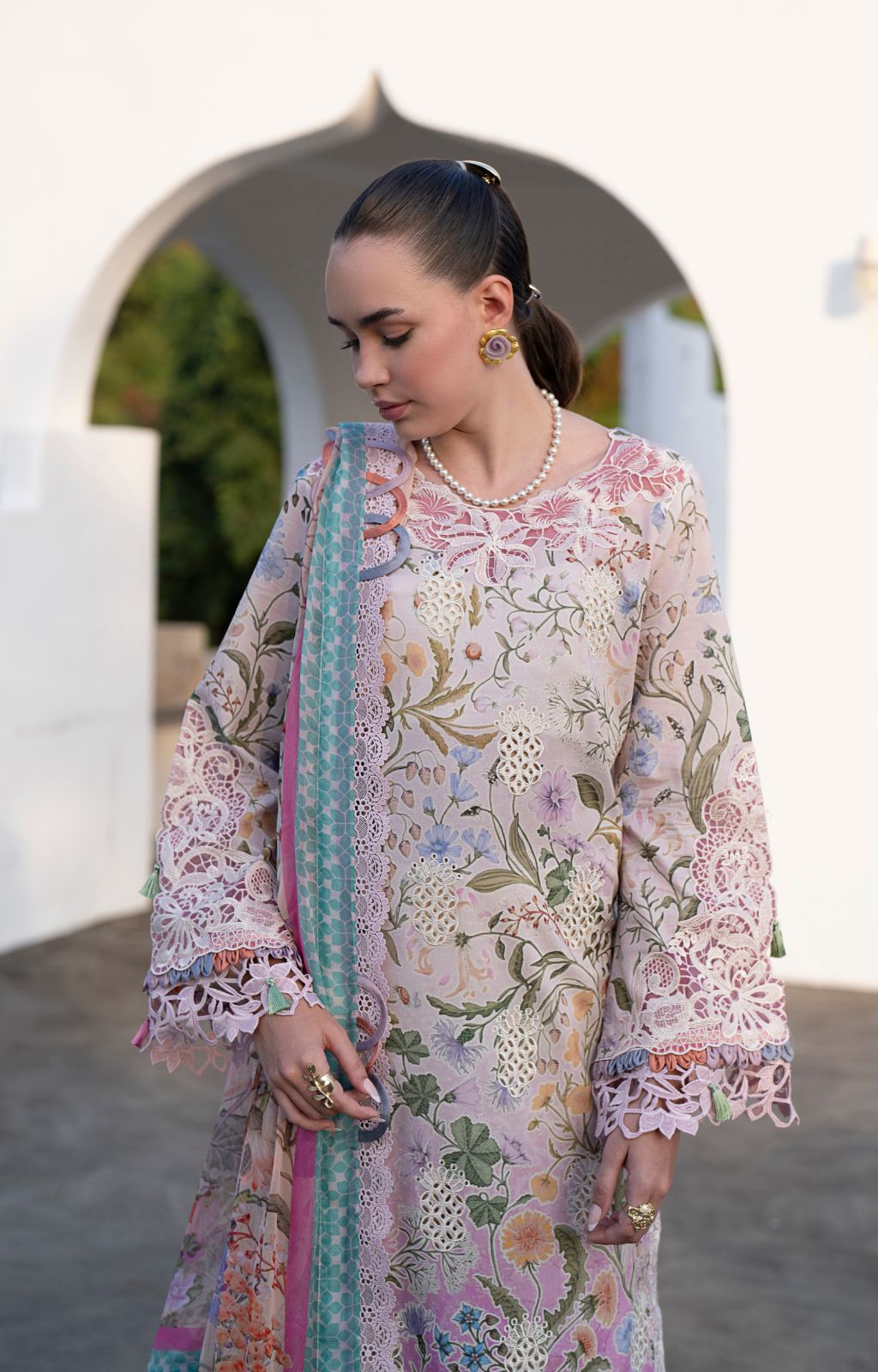 AJR Couture | Printakari Lawn 25 | Rose - House Of Hania