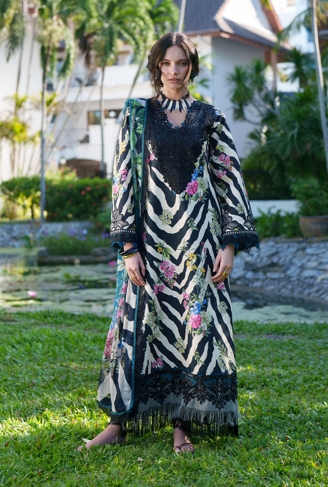 AJR Couture | Printed Chikankari 26 | Iris - House Of Hania