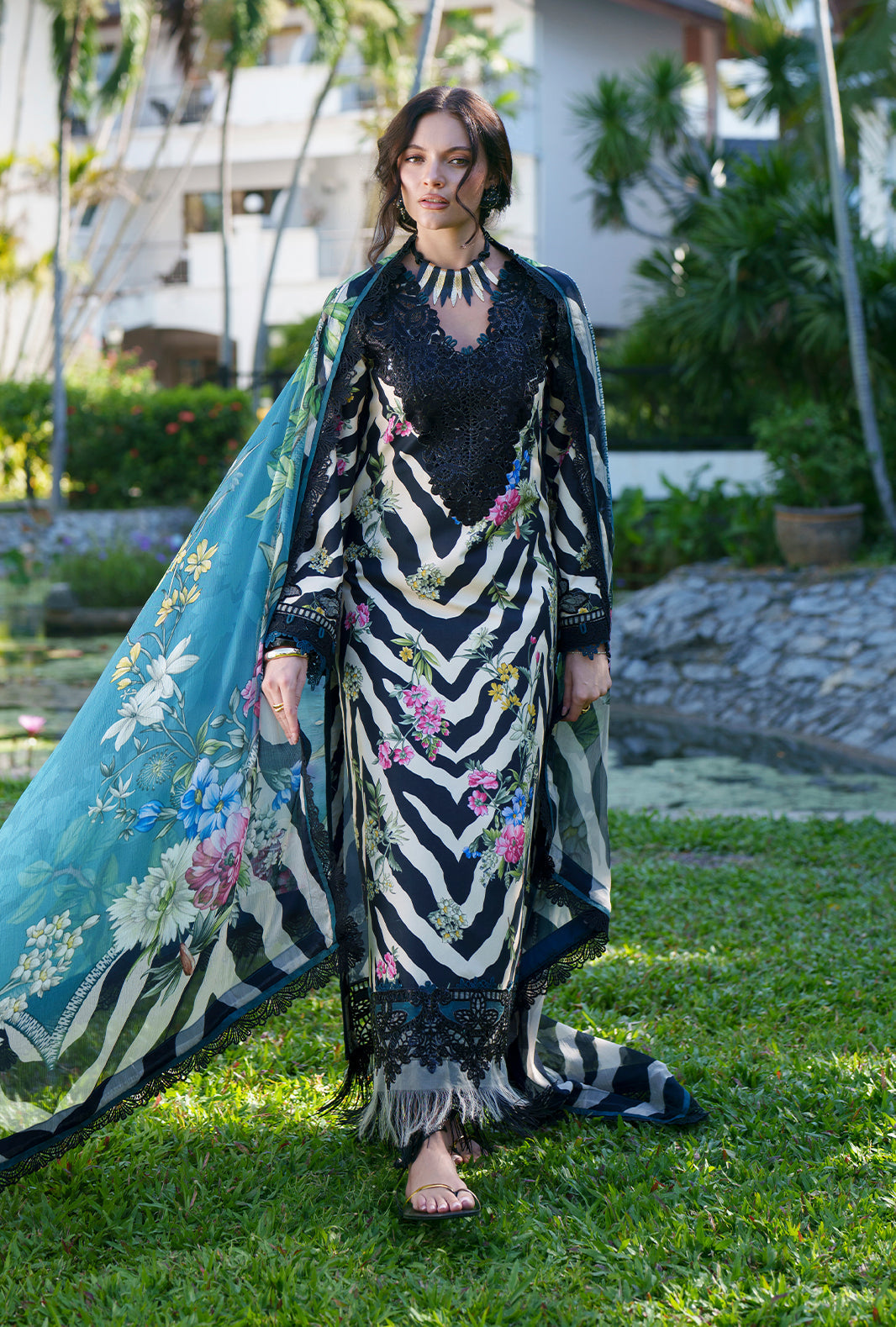 AJR Couture | Printed Chikankari 26 | Iris - House Of Hania