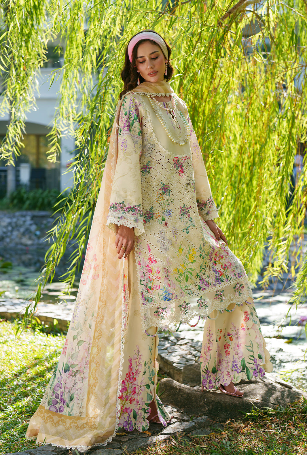 AJR Couture | Printed Chikankari 26 | Lila - House Of Hania
