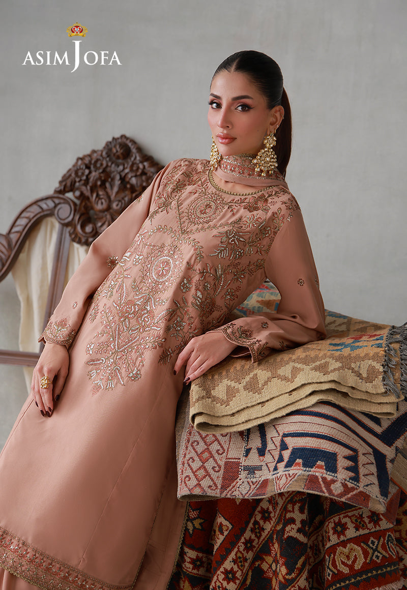 Asim Jofa | luxury Pret'26 | AJLPN-02 Embroidered Poly Silk Stitched 3pcs
