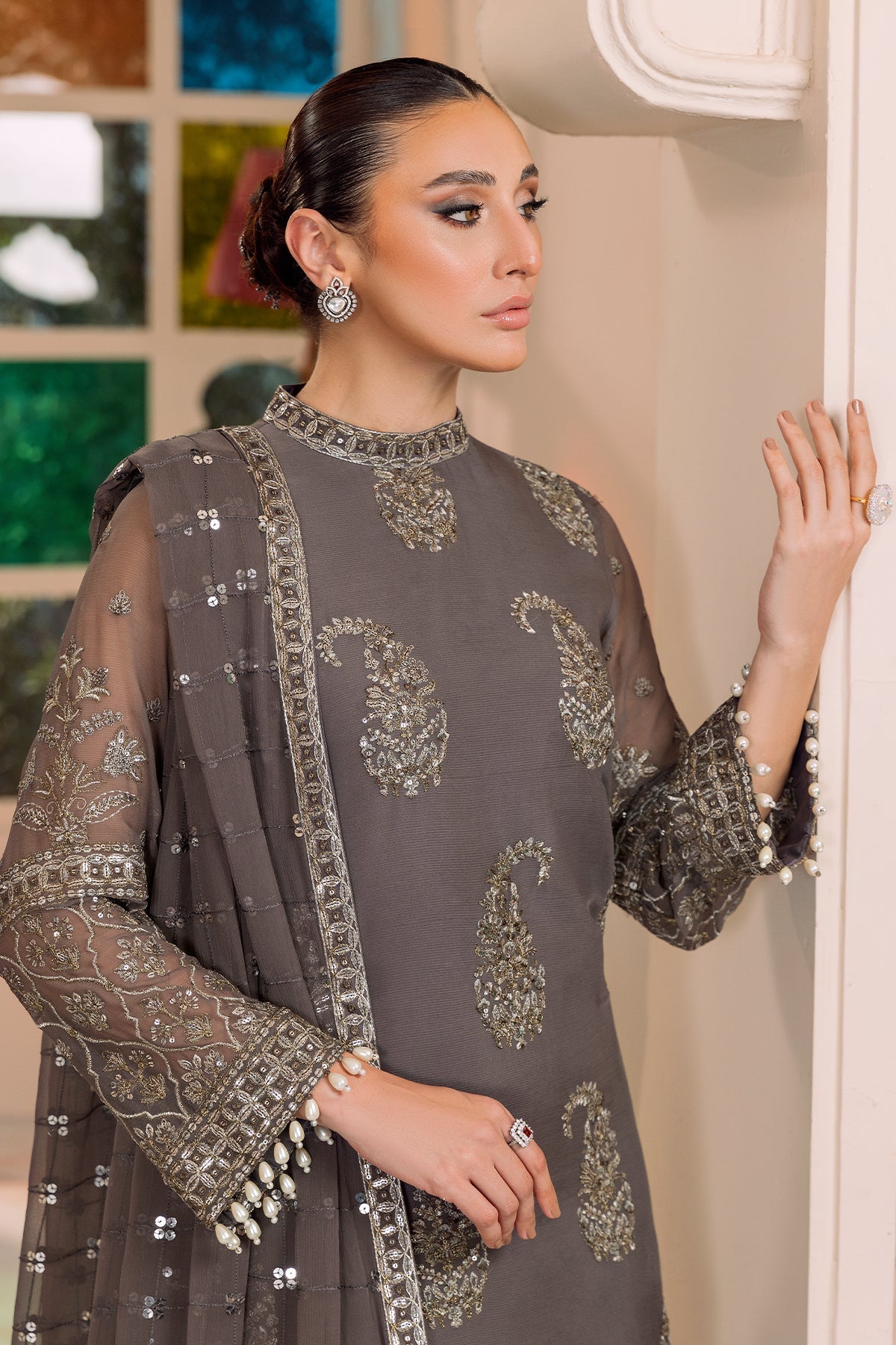 ALIZEH-DUA-V01D06B- AMAYA ( GREY ) - House Of Hania