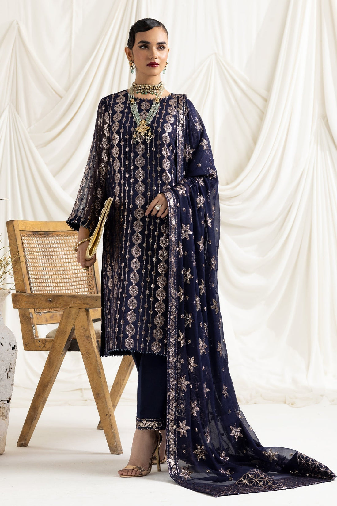 ALIZEH-DUA-V02D01A- AIREEN(NAVY BLUE) - House Of Hania