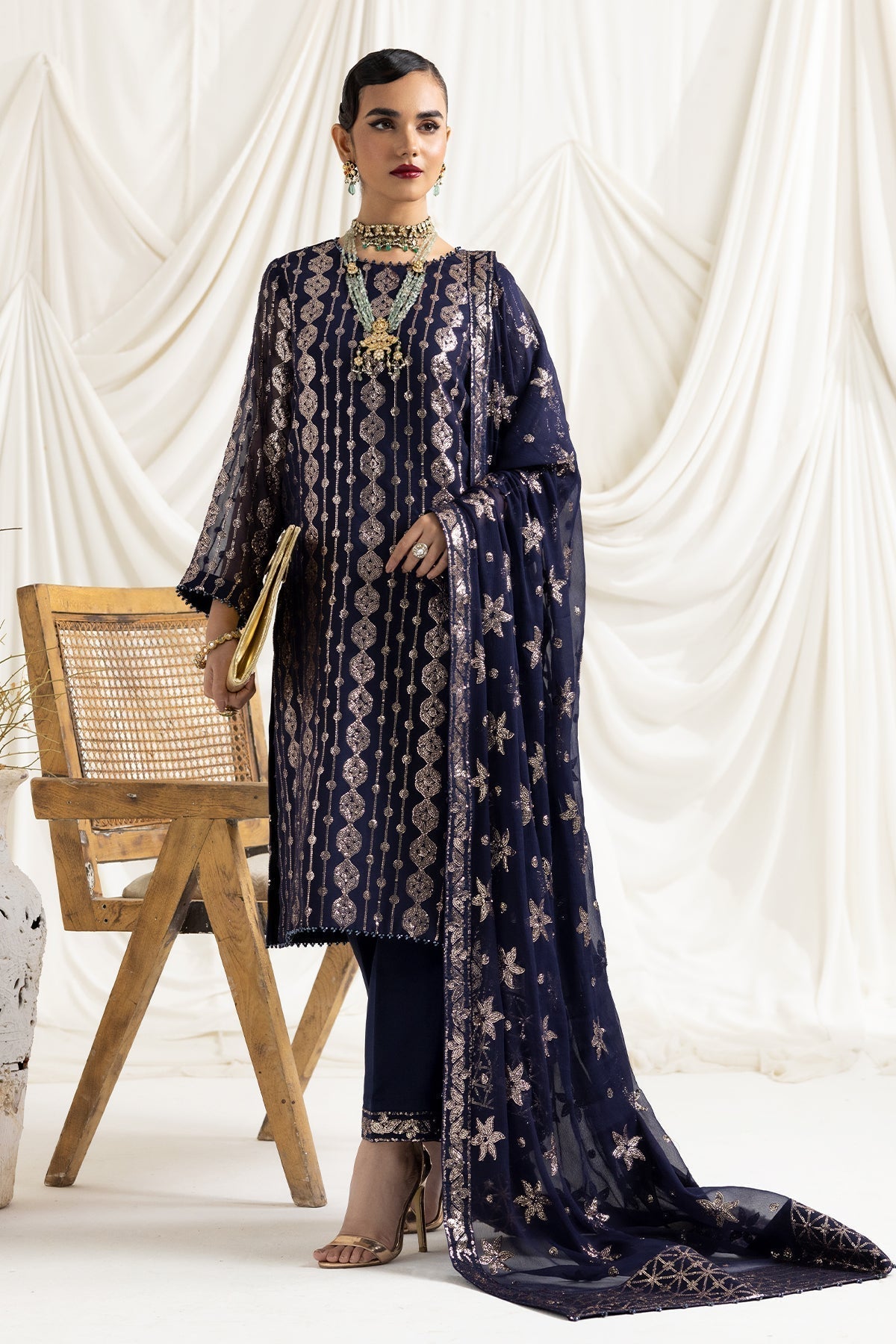 ALIZEH-DUA-V02D01A- AIREEN(NAVY BLUE) - House Of Hania