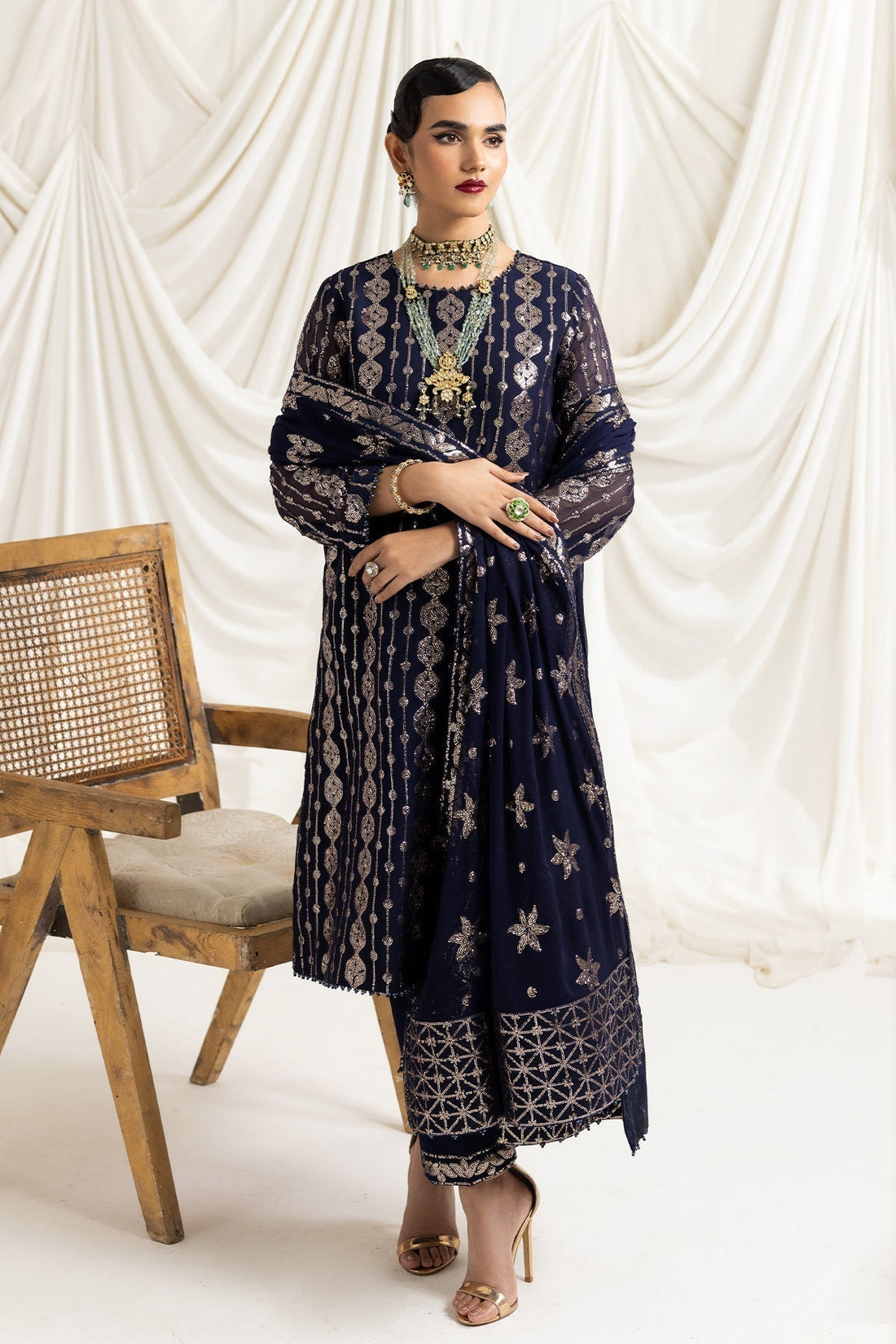 ALIZEH-DUA-V02D01A- AIREEN(NAVY BLUE) - House Of Hania