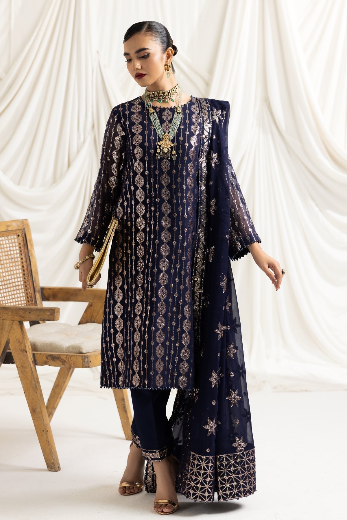 ALIZEH-DUA-V02D01A- AIREEN(NAVY BLUE) - House Of Hania
