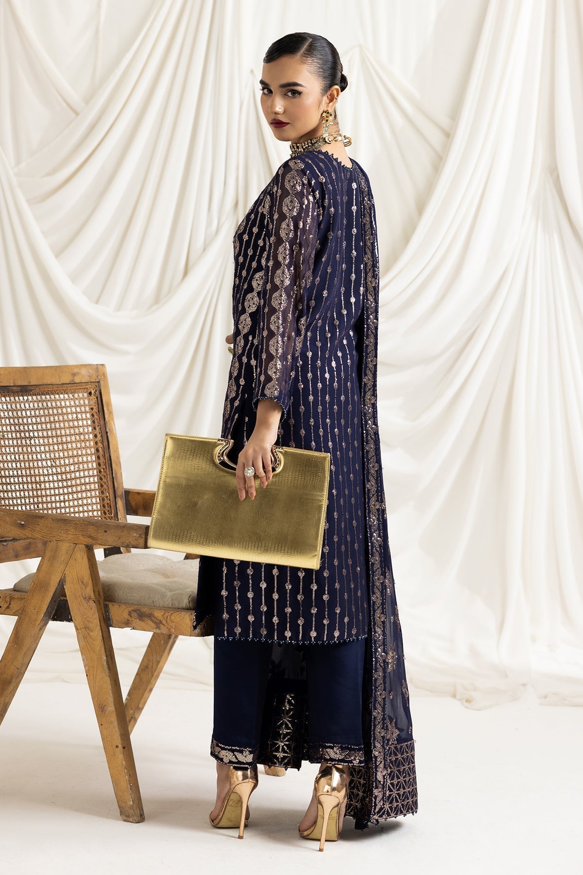 ALIZEH-DUA-V02D01A- AIREEN(NAVY BLUE) - House Of Hania
