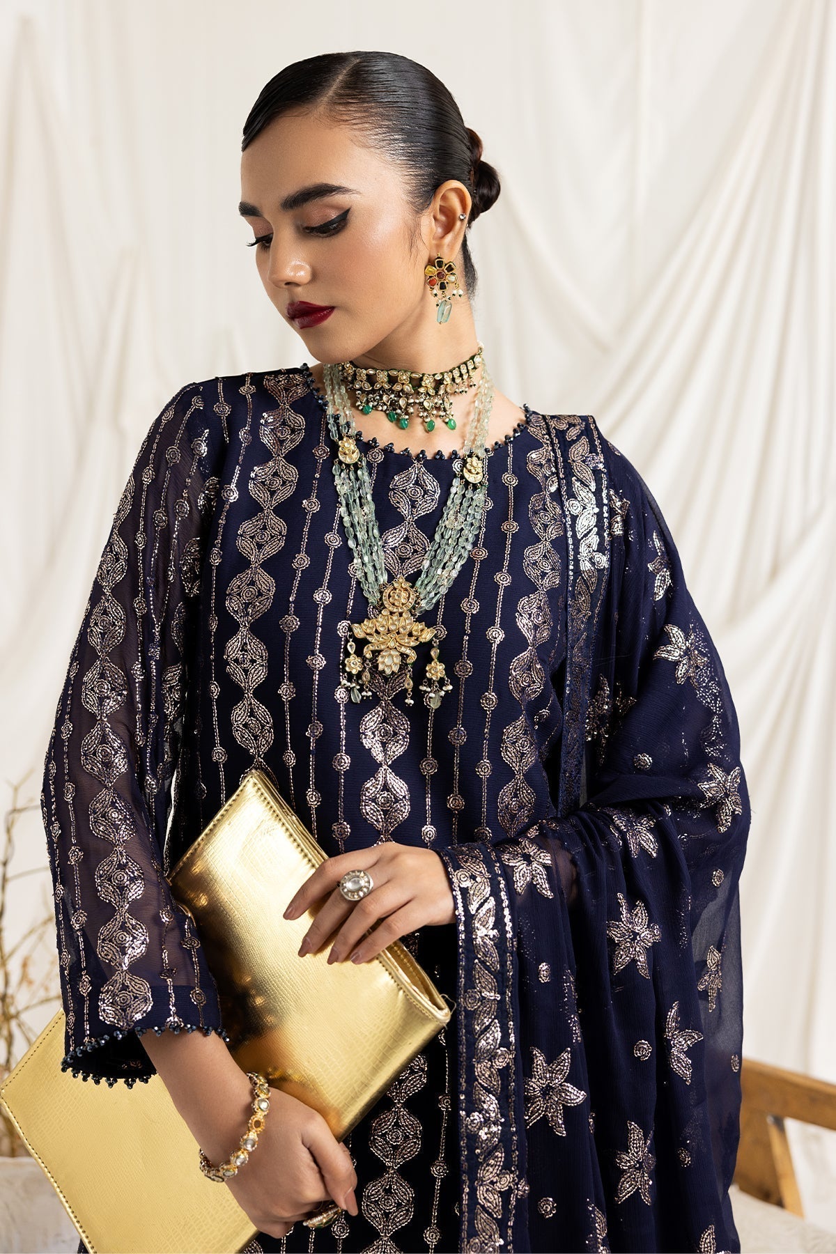 ALIZEH-DUA-V02D01A- AIREEN(NAVY BLUE) - House Of Hania