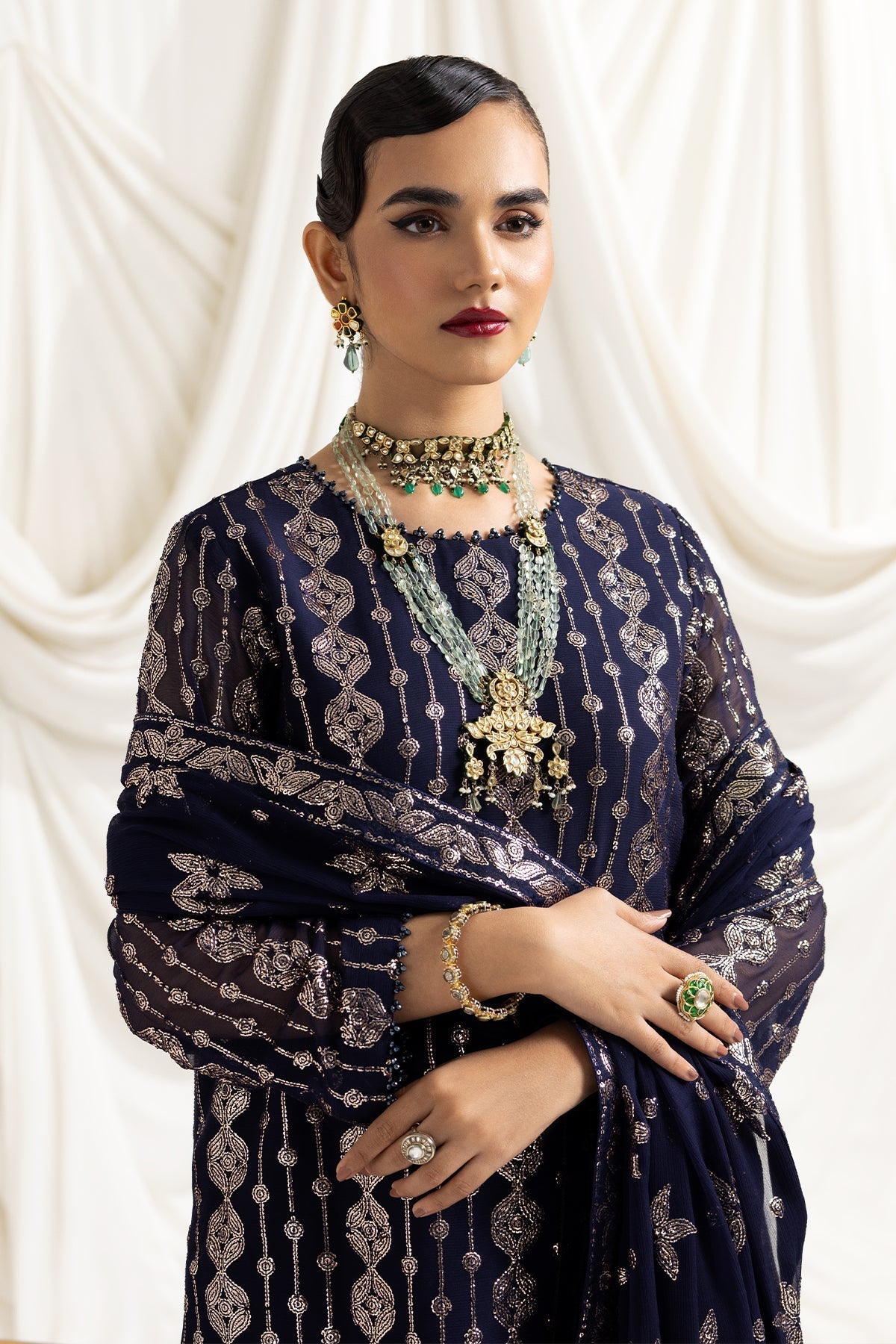 ALIZEH-DUA-V02D01A- AIREEN(NAVY BLUE) - House Of Hania