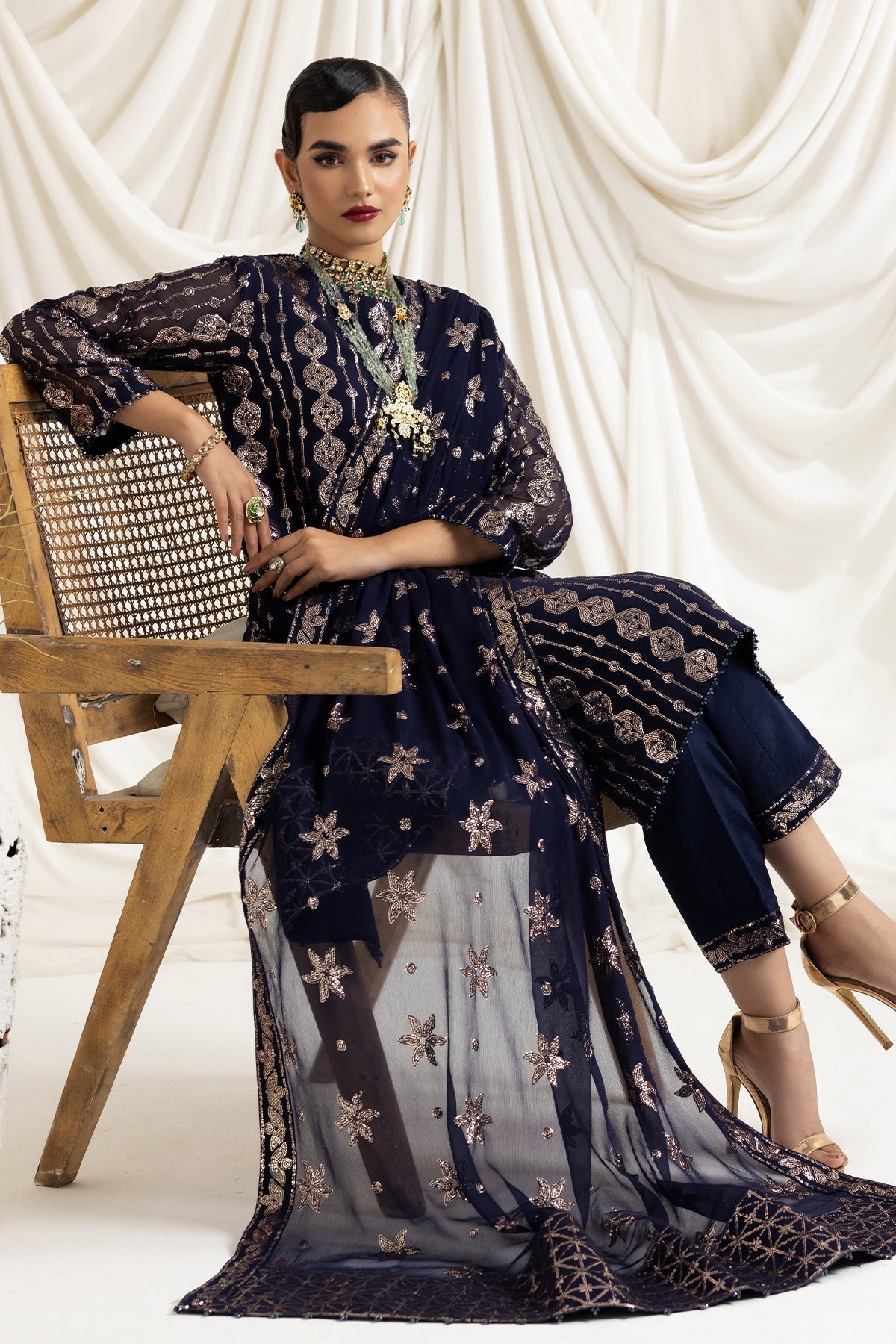 ALIZEH-DUA-V02D01A- AIREEN(NAVY BLUE) - House Of Hania