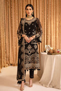 ALIZEH-Yesra - V16D05 Embroidered Chiffon Black - House Of Hania