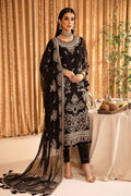 ALIZEH-Yesra - V16D05 Embroidered Chiffon Black - House Of Hania