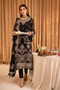 ALIZEH-Yesra - V16D05 Embroidered Chiffon Black - House Of Hania
