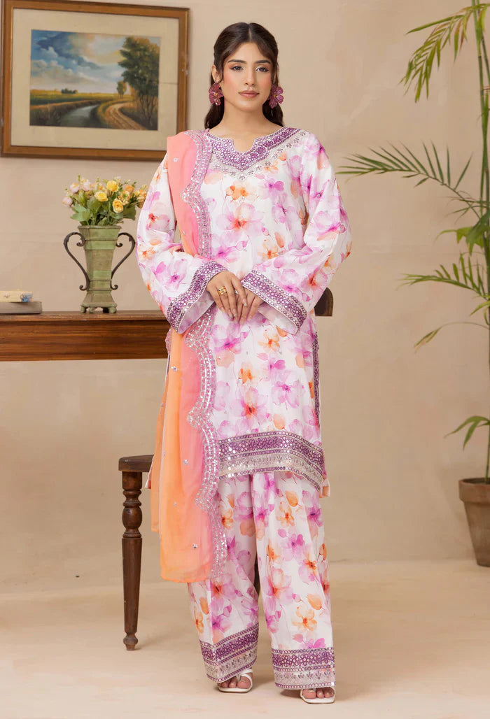 Adans Libas | Adans Embroidered satin  | Satin Lawn 828211 - House Of Hania