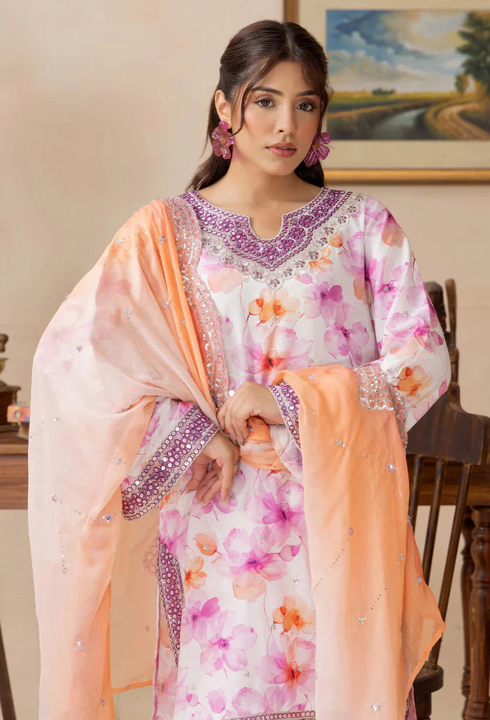 Adans Libas | Adans Embroidered satin  | Satin Lawn 828211 - House Of Hania