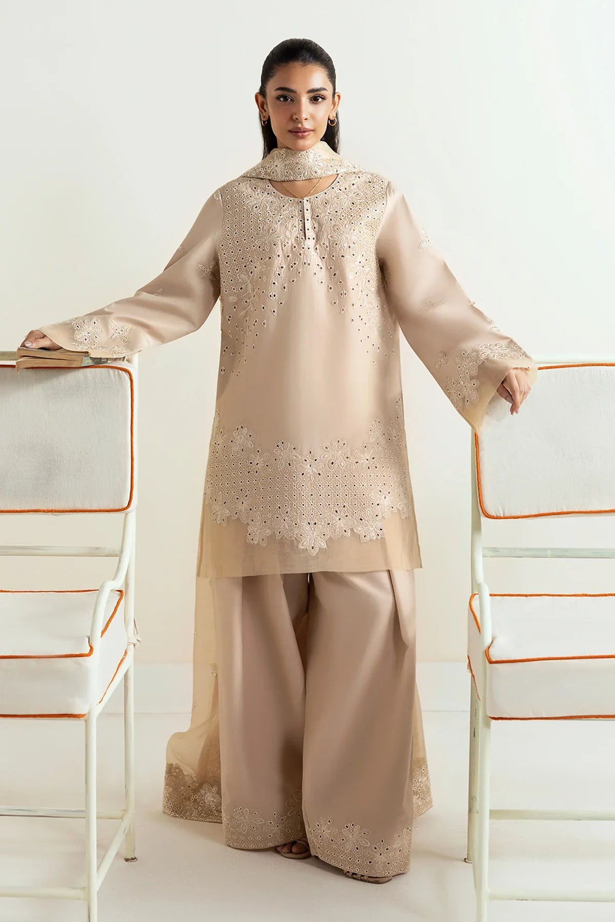 Afrozeh | Basic Pret 25 | Vanilla beige - House Of Hania