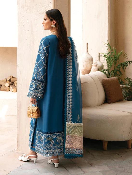 Afrozeh Cascade Embroidered Luxury Lawn 3Pc Suit - Amelia - House Of Hania