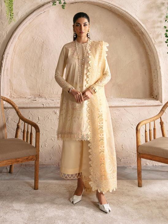 Afrozeh Cascade Embroidered Luxury Lawn 3Pc Suit - Claire - House Of Hania