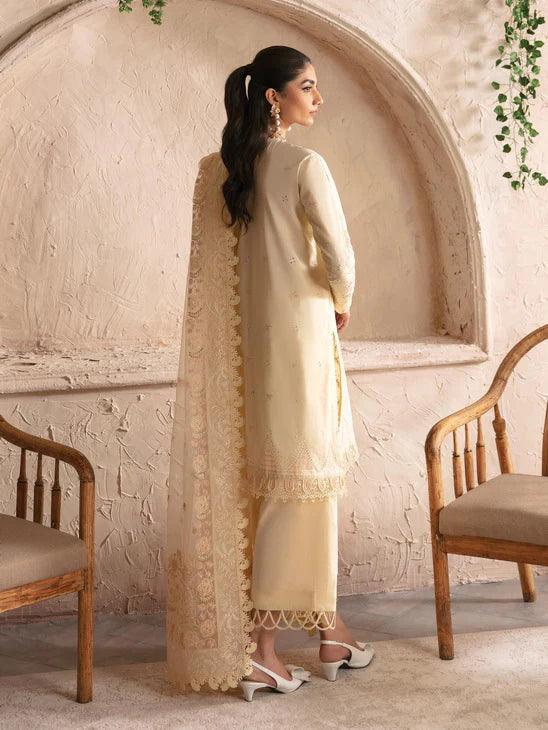 Afrozeh Cascade Embroidered Luxury Lawn 3Pc Suit - Claire - House Of Hania