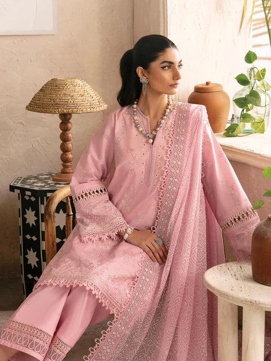 Afrozeh Cascade Embroidered Luxury Lawn 3Pc Suit - Ella - House Of Hania
