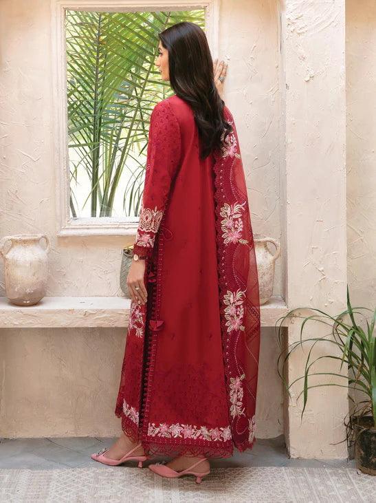 Afrozeh Cascade Embroidered Luxury Lawn 3Pc Suit - Emery - House Of Hania