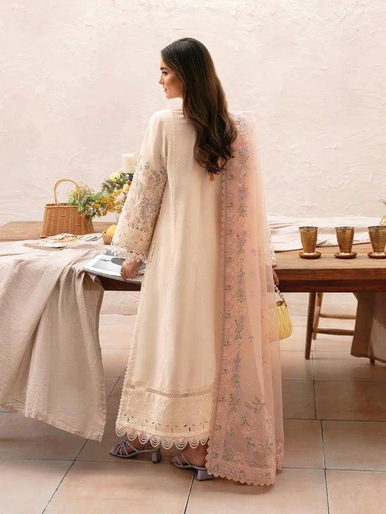 Afrozeh Cascade Embroidered Luxury Lawn 3Pc Suit - Luna - House Of Hania