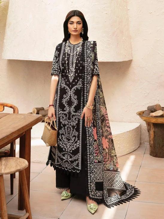 Afrozeh Cascade Embroidered Luxury Lawn 3Pc Suit - Mila - House Of Hania