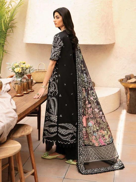 Afrozeh Cascade Embroidered Luxury Lawn 3Pc Suit - Mila - House Of Hania