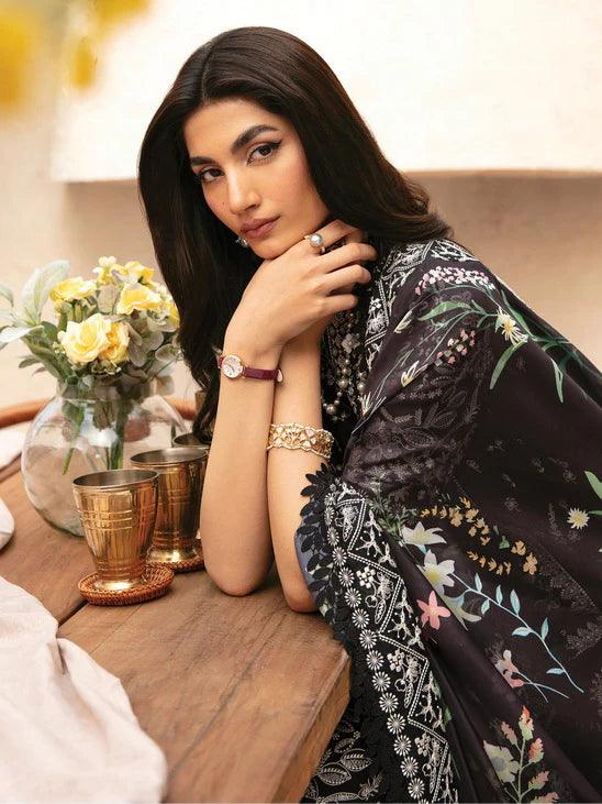 Afrozeh Cascade Embroidered Luxury Lawn 3Pc Suit - Mila - House Of Hania