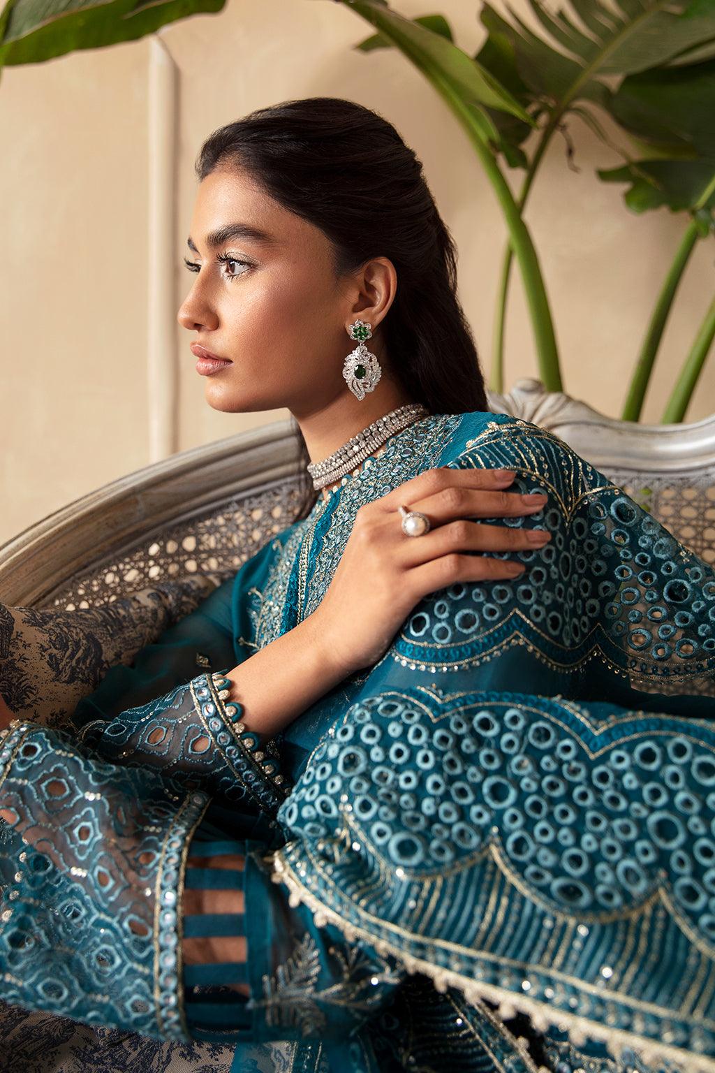 Afrozeh La Fuchsia Embroidered Chiffon 3Pc Suit ALF-03 Liana - House Of Hania