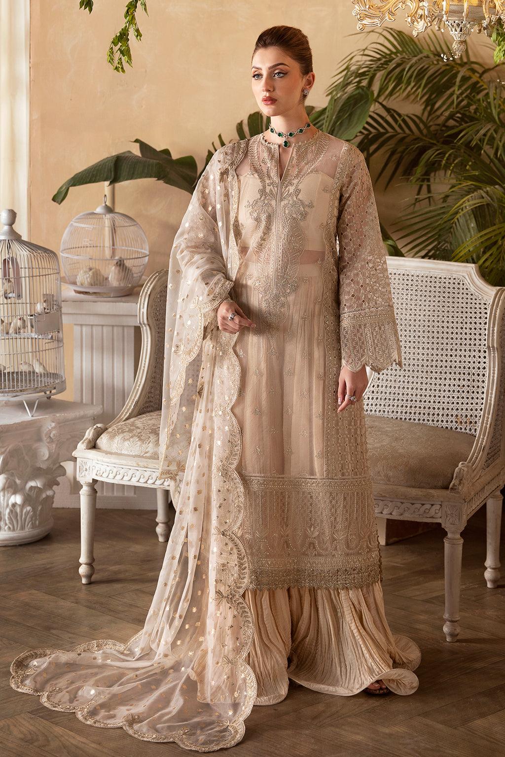 Afrozeh La Fuchsia Embroidered Organza 3Pc Suit ALF-05 Daisy - House Of Hania