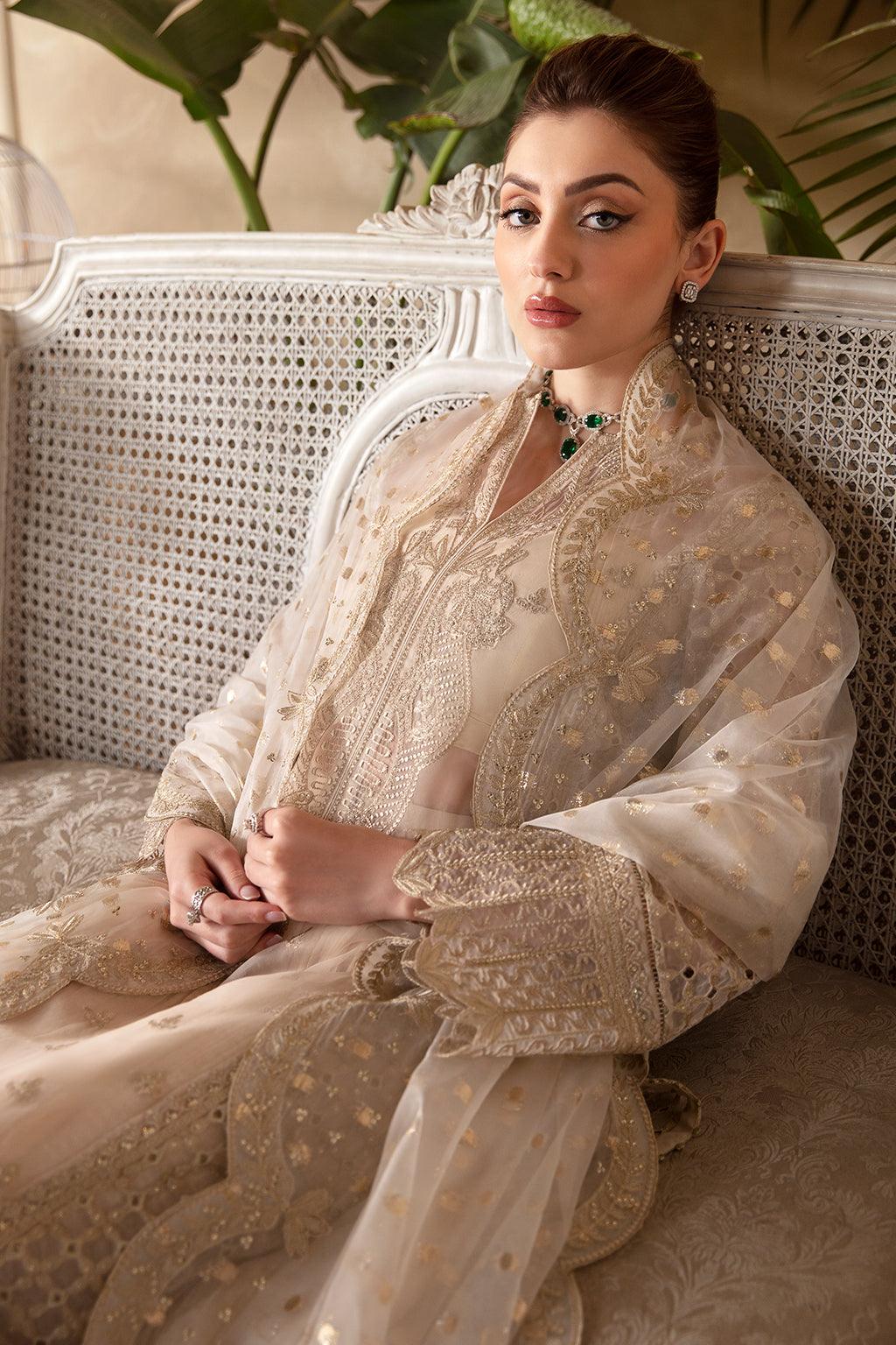 Afrozeh La Fuchsia Embroidered Organza 3Pc Suit ALF-05 Daisy - House Of Hania