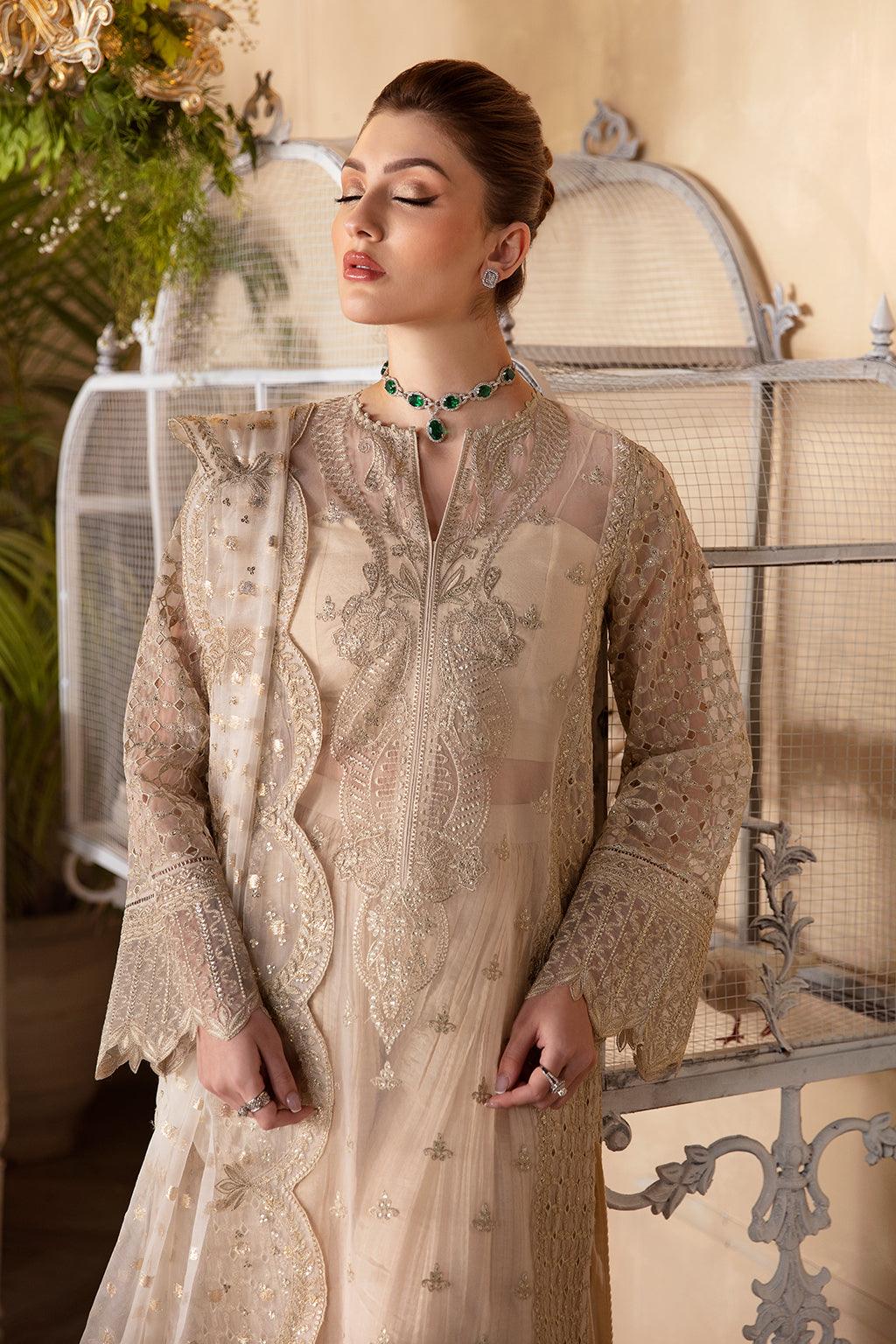 Afrozeh La Fuchsia Embroidered Organza 3Pc Suit ALF-05 Daisy - House Of Hania