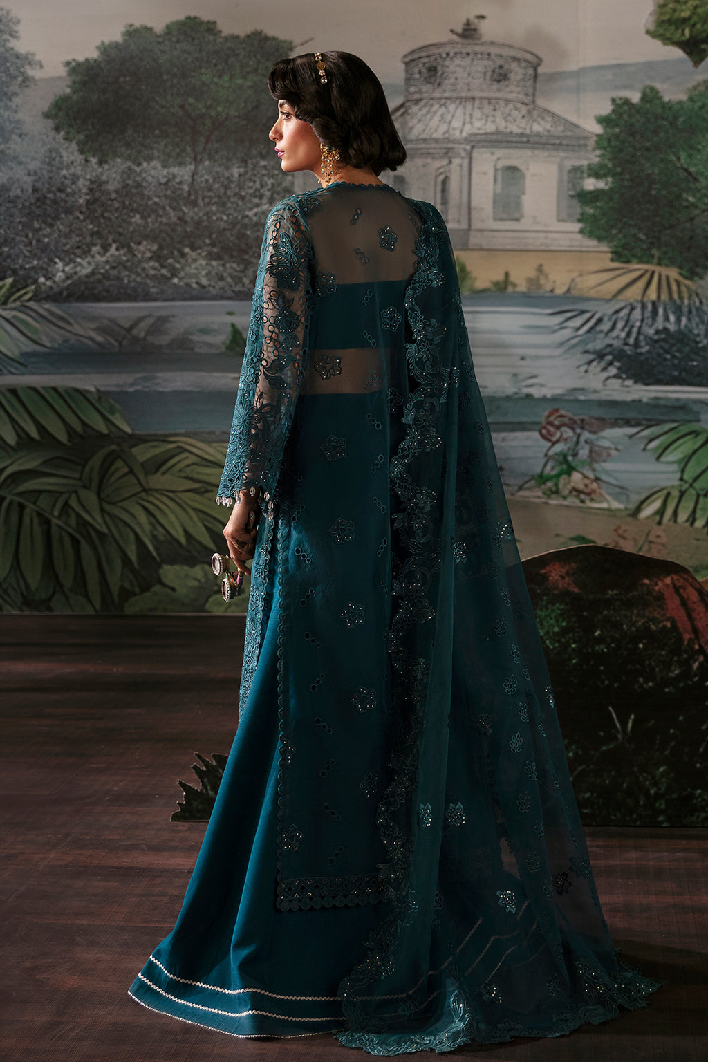 Afrozeh La Fuchsia Embroidered Organza 3Pc Suit - Alba - House Of Hania