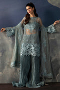 Afrozeh La Fuchsia Embroidered Organza 3Pc Suit - Astra - House Of Hania