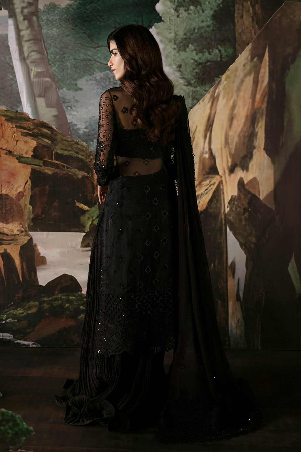 Afrozeh La Fuchsia Embroidered Organza 3Pc Suit - Camilla - House Of Hania