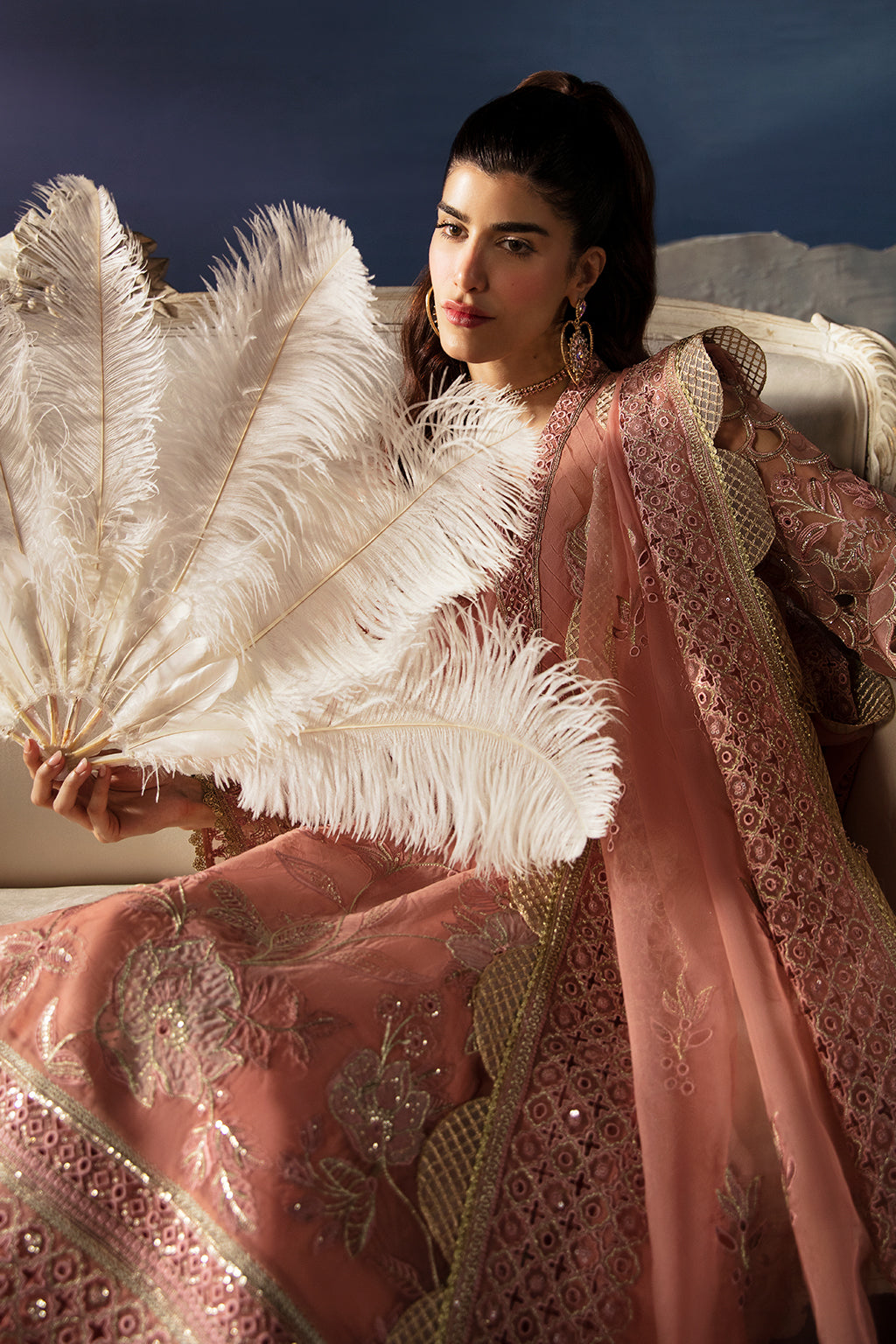 Afrozeh La Fuchsia Embroidered Organza 3Pc Suit - Elea - House Of Hania